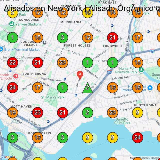 Alisados en New York | Alisado Orgánico q Beauty Product Supplier GeoGrid ranking map for Bronx NY